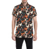 Chicken Print Pattern Men's Short Sleeve Button Up Shirt