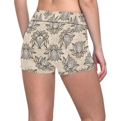 lotus Boho Pattern Print Design LO05 Yoga Shorts