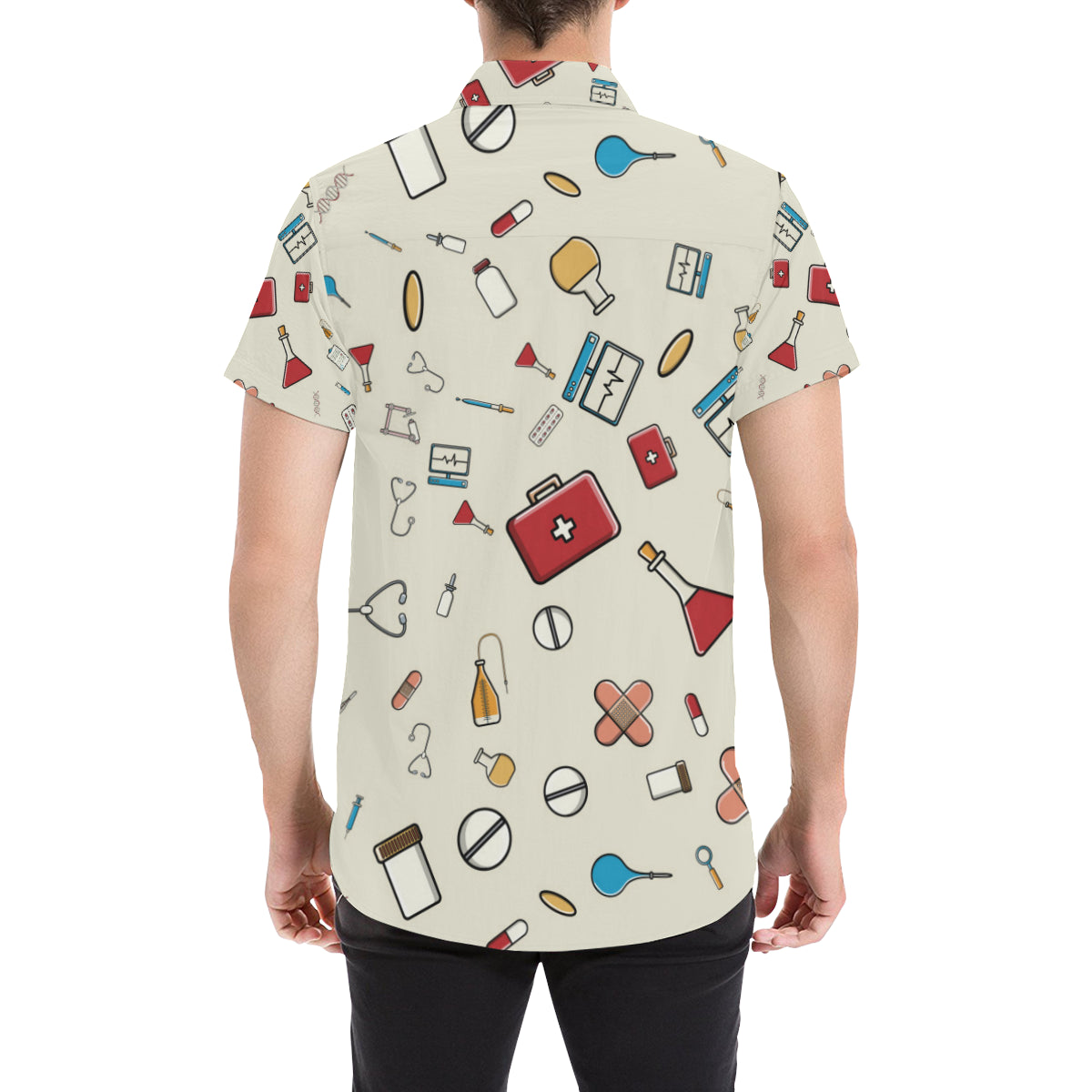 Nurse Pattern Print Design A04 Men's Short Sleeve Button Up Shirt