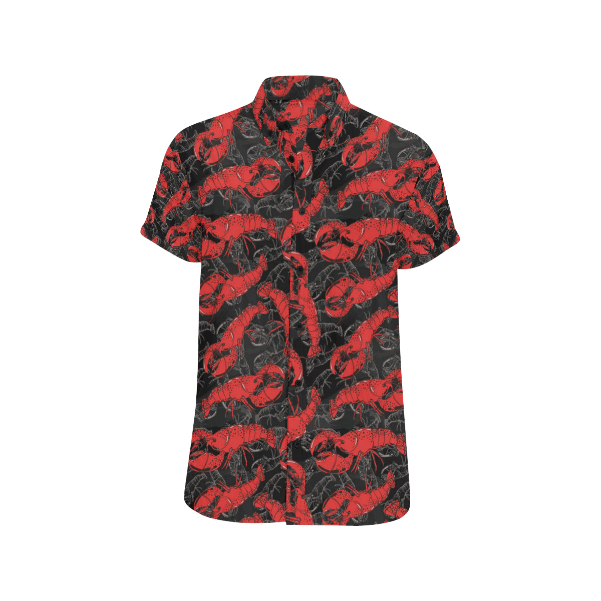 Lobster Pattern Print Design 04 Men's Short Sleeve Button Up Shirt