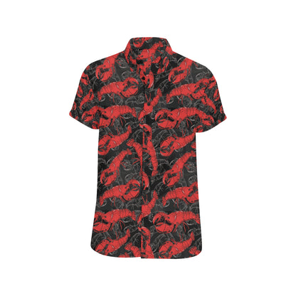 Lobster Pattern Print Design 04 Men's Short Sleeve Button Up Shirt