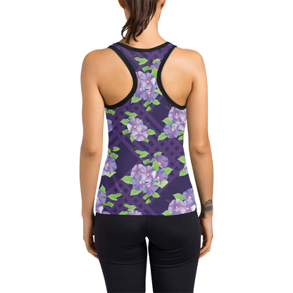 Morning Glory Pattern Print Design MG03 Women's Racerback Tank Top