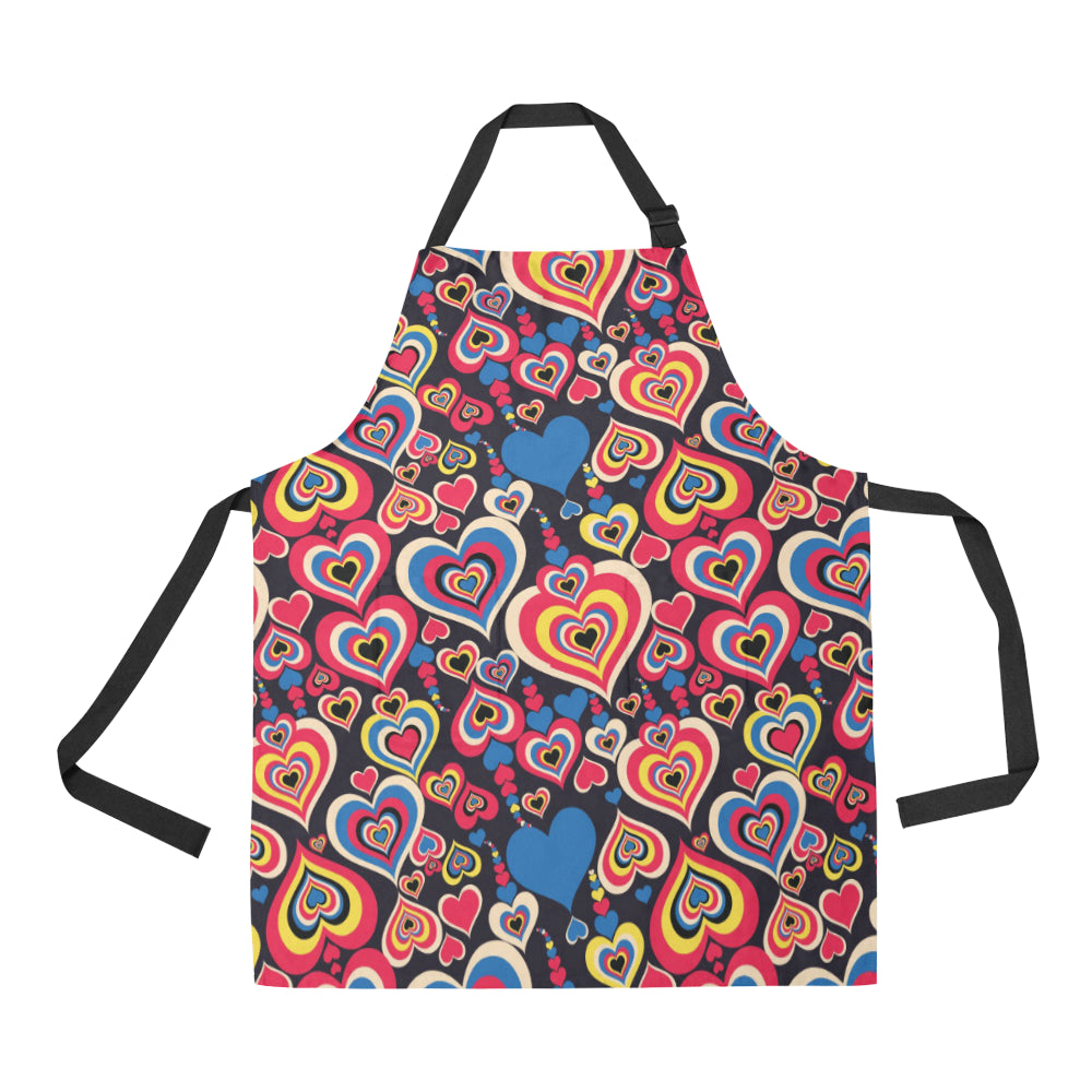 Heart Pattern Print Design HE08 Apron with Pocket