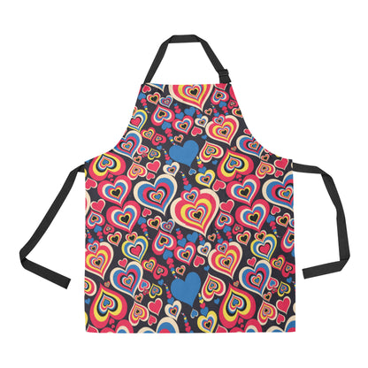 Heart Pattern Print Design HE08 Apron with Pocket