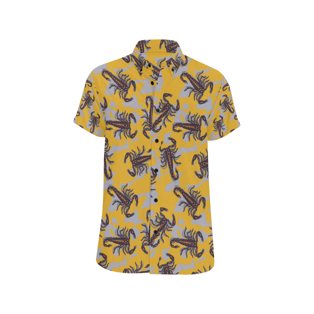Scorpion Pattern Print Design 01 Men's Short Sleeve Button Up Shirt