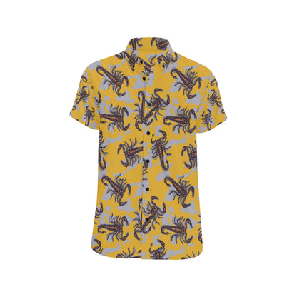 Scorpion Pattern Print Design 01 Men's Short Sleeve Button Up Shirt