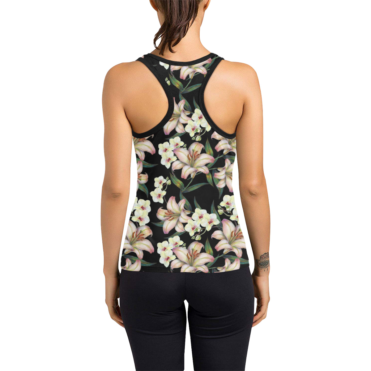 Lily Pattern Print Design LY03 Women's Racerback Tank Top