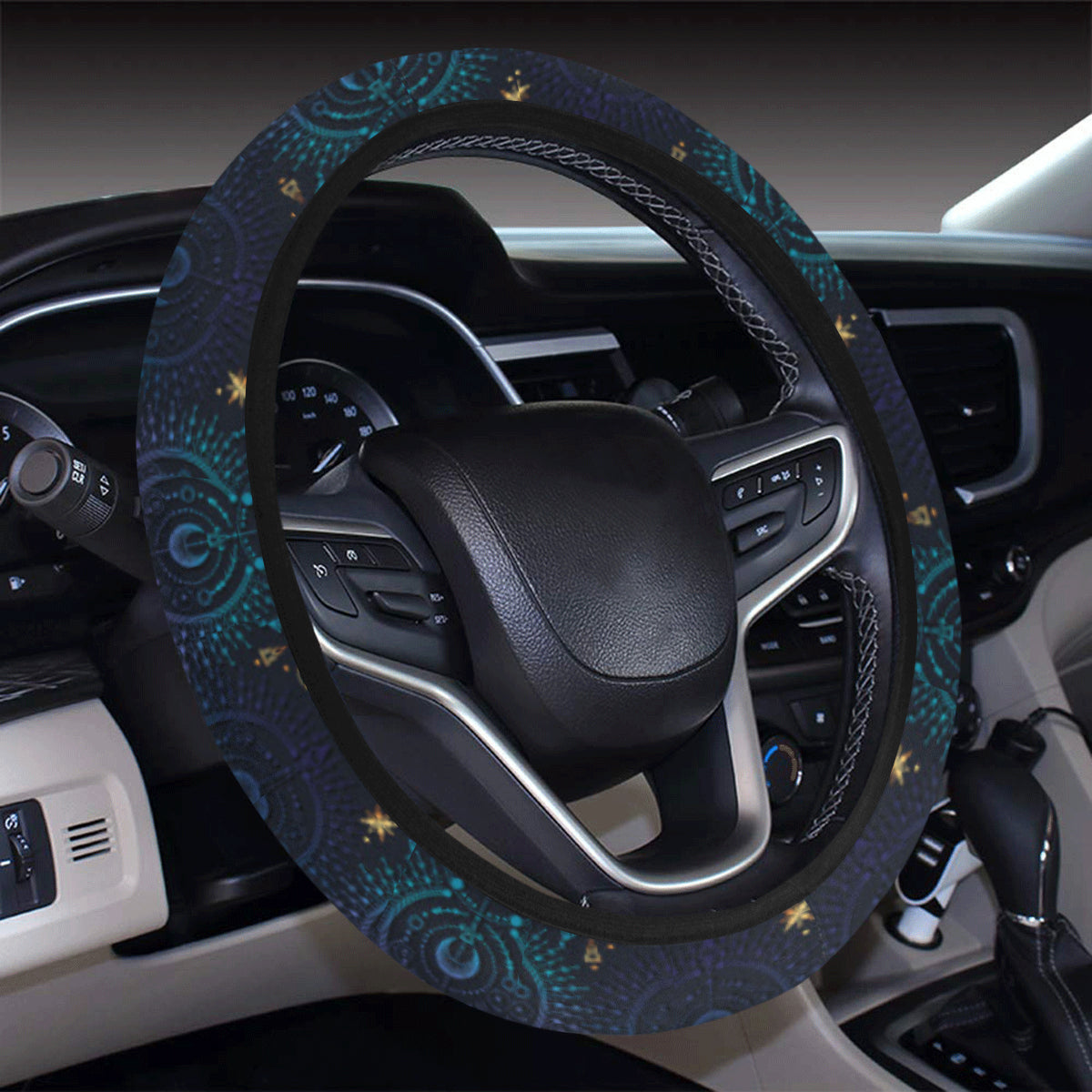 Celestial Pattern Print Design 06 Steering Wheel Cover with Elastic Edge