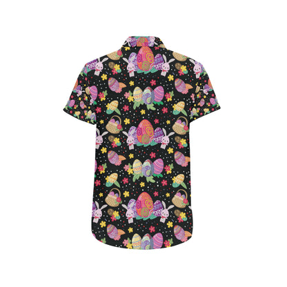 Easter Eggs Pattern Print Design RB06 Men's Short Sleeve Button Up Shirt