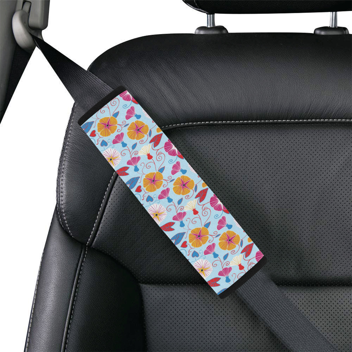 Morning Glory Pattern Print Design MG06 Car Seat Belt Cover