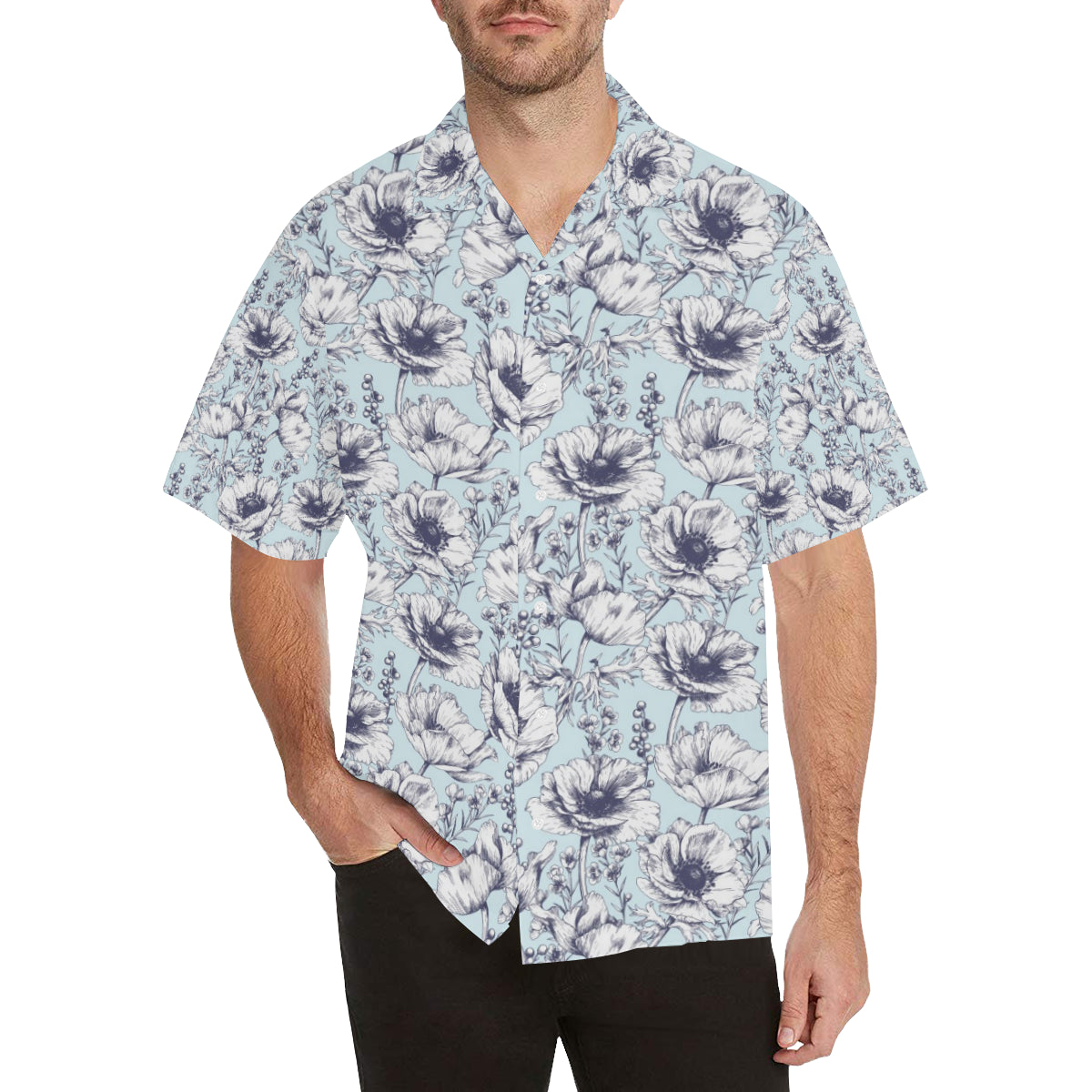 Anemone Pattern Print Design 02 Men's Hawaiian Shirt