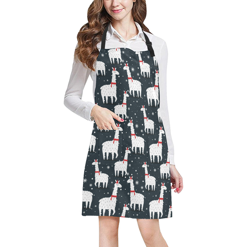 Alpaca Pattern Print Design 04 Apron with Pocket