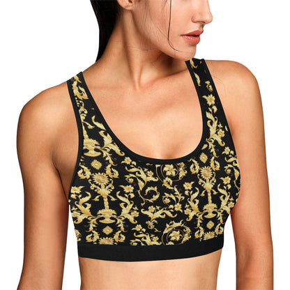 Baroque Golden Pattern Print Design 04 Sports Bra