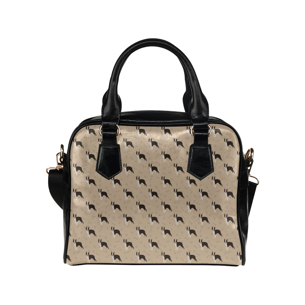 Boston Terrier Pattern Print Design 02 Shoulder Handbag