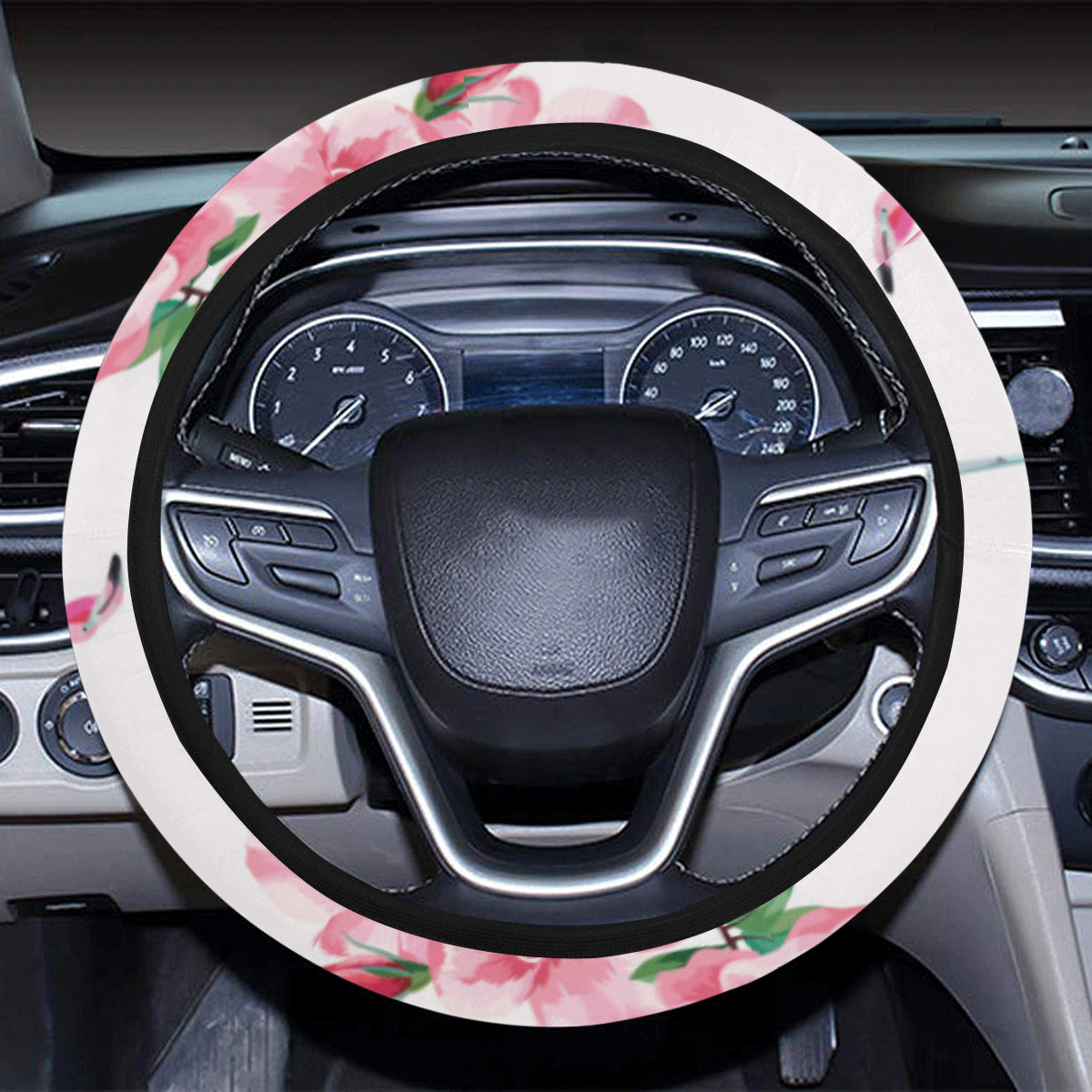 Flamingo Rose Pattern Steering Wheel Cover with Elastic Edge