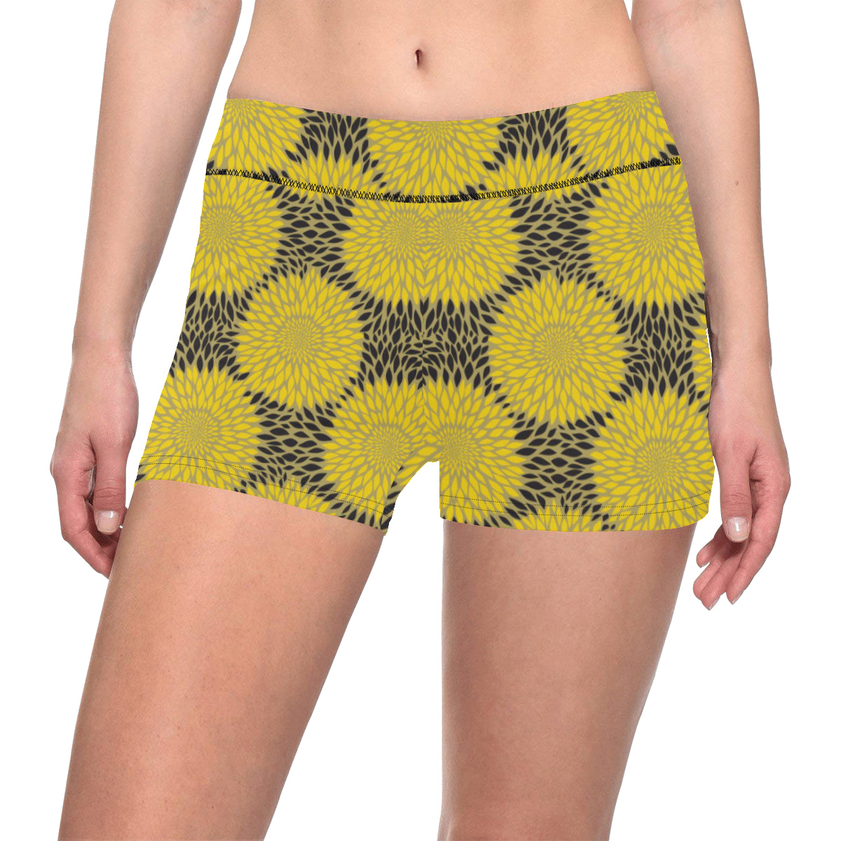 Sunflower Pattern Print Design SF06 Yoga Shorts