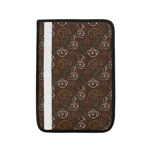 Coffee Pattern Print Design 06 Car Seat Belt Cover