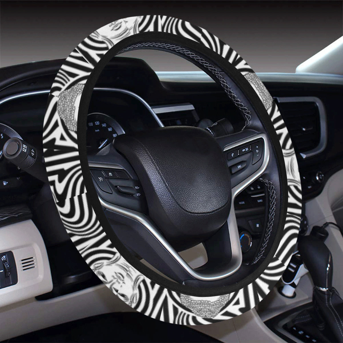 Buddha Pattern Print Design 05 Steering Wheel Cover with Elastic Edge