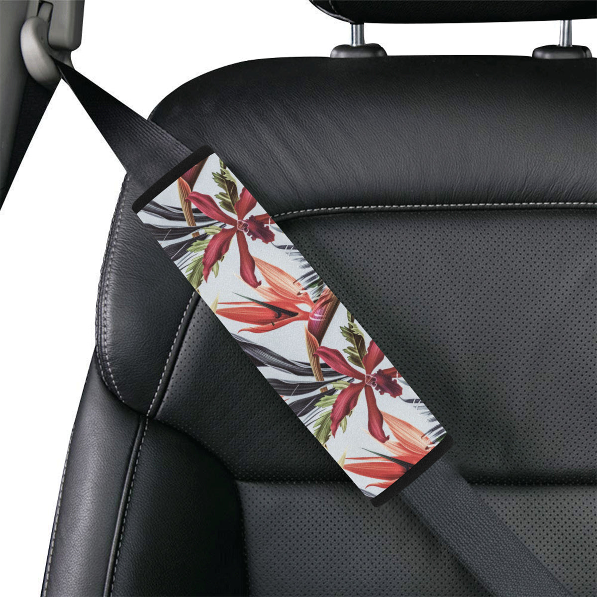 Tropical Flower Pattern Print Design TF021 Car Seat Belt Cover