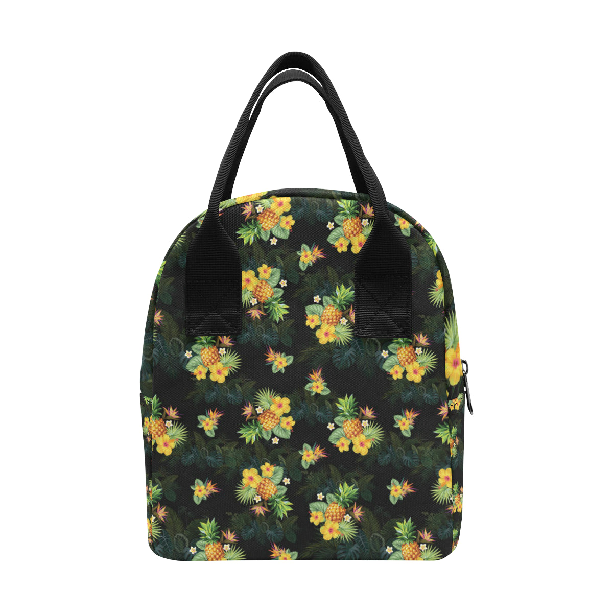 Pineapple Tropical Flower Print Pattern Insulated Lunch Bag