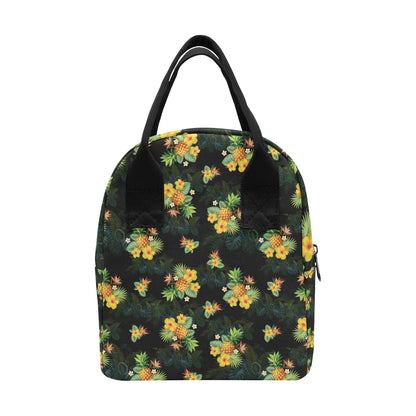 Pineapple Tropical Flower Print Pattern Insulated Lunch Bag