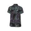 Tropical Palm Leaves Pattern Brightness Men's Short Sleeve Button Up Shirt