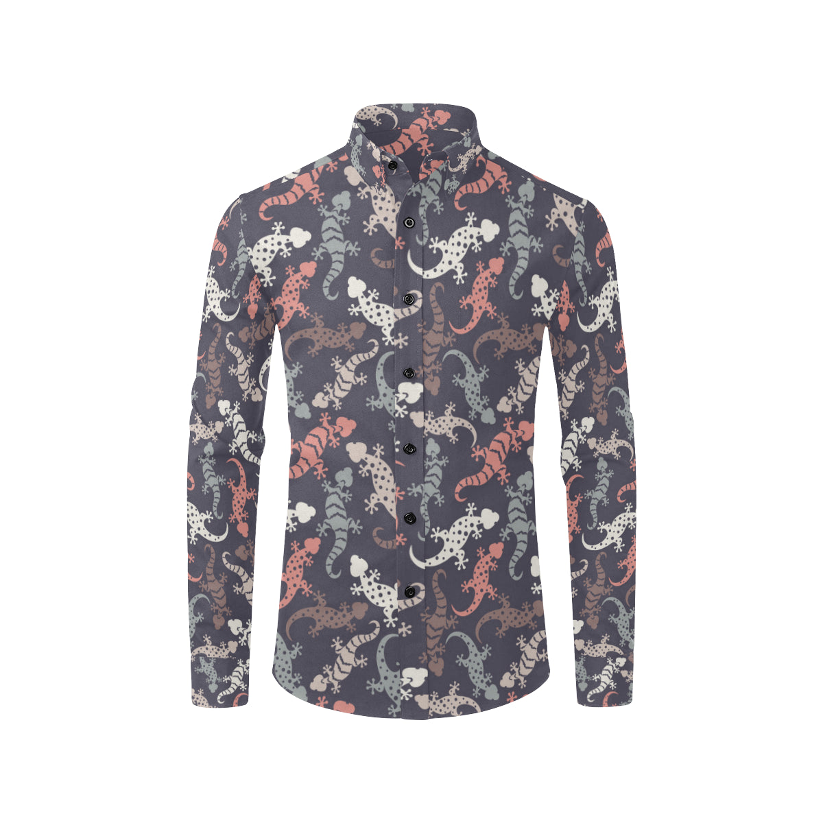Gecko Pattern Print Design 02 Men's Long Sleeve Shirt