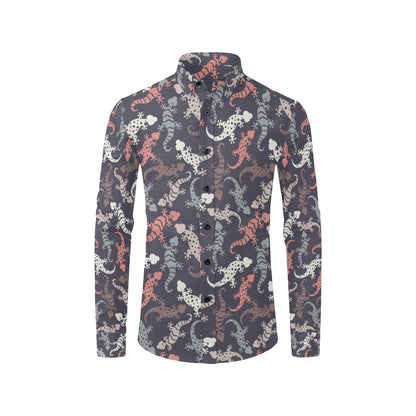 Gecko Pattern Print Design 02 Men's Long Sleeve Shirt