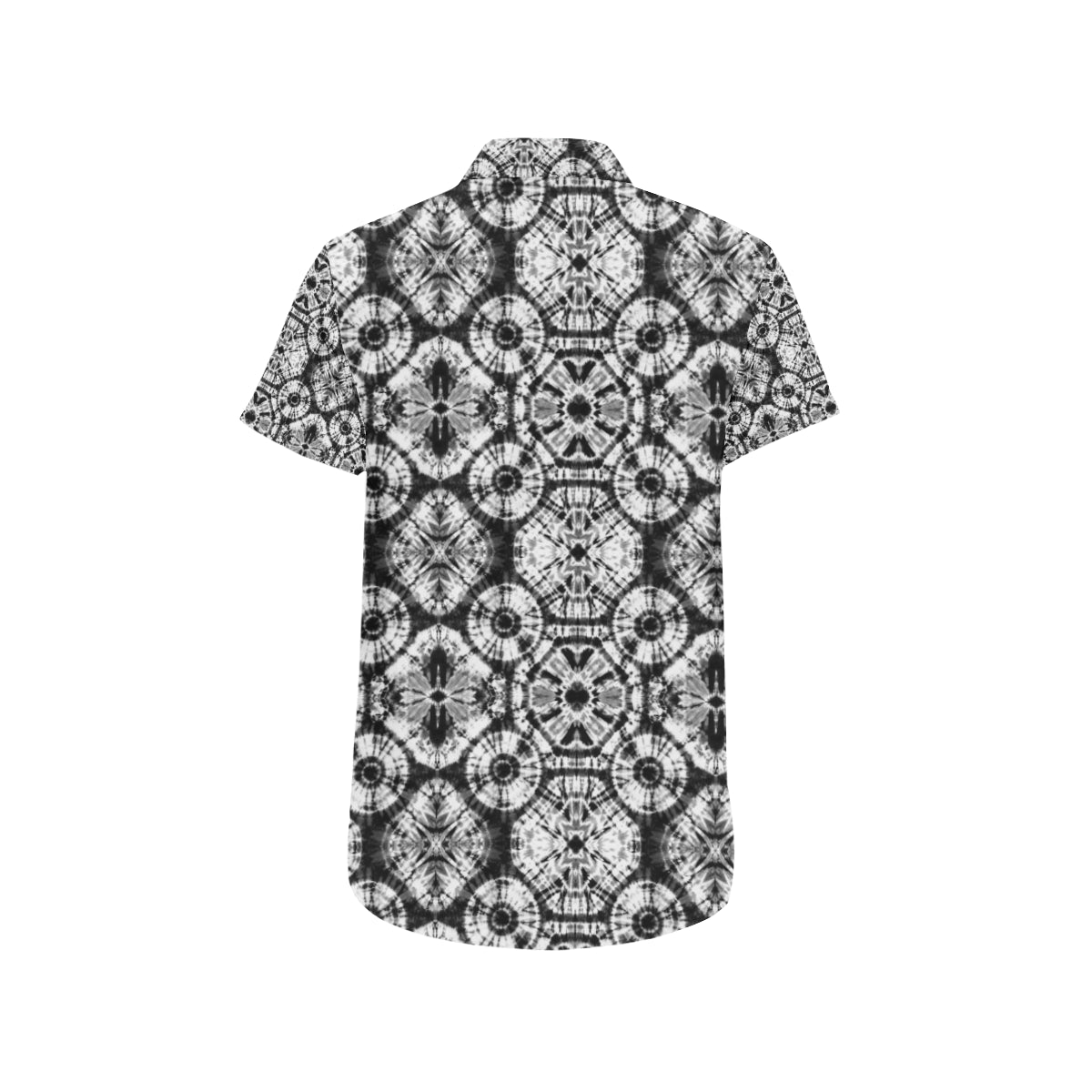Tie Dye Black White Design Print Men's Short Sleeve Button Up Shirt