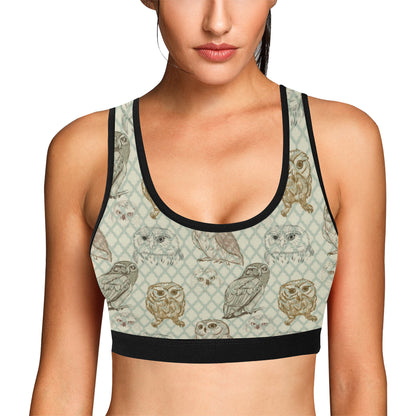 Owl Pattern Print Design A03 Sports Bra