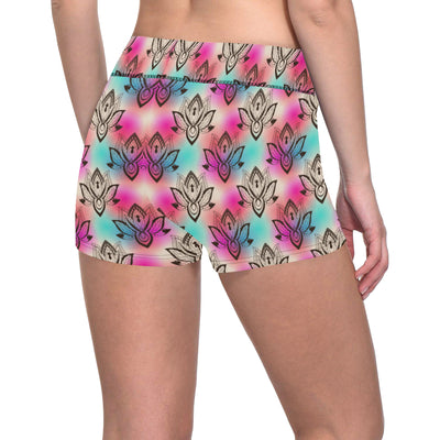 lotus Boho Pattern Print Design LO02 Yoga Shorts