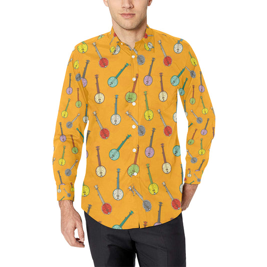 Banjo Pattern Print Design 02 Men's Long Sleeve Shirt