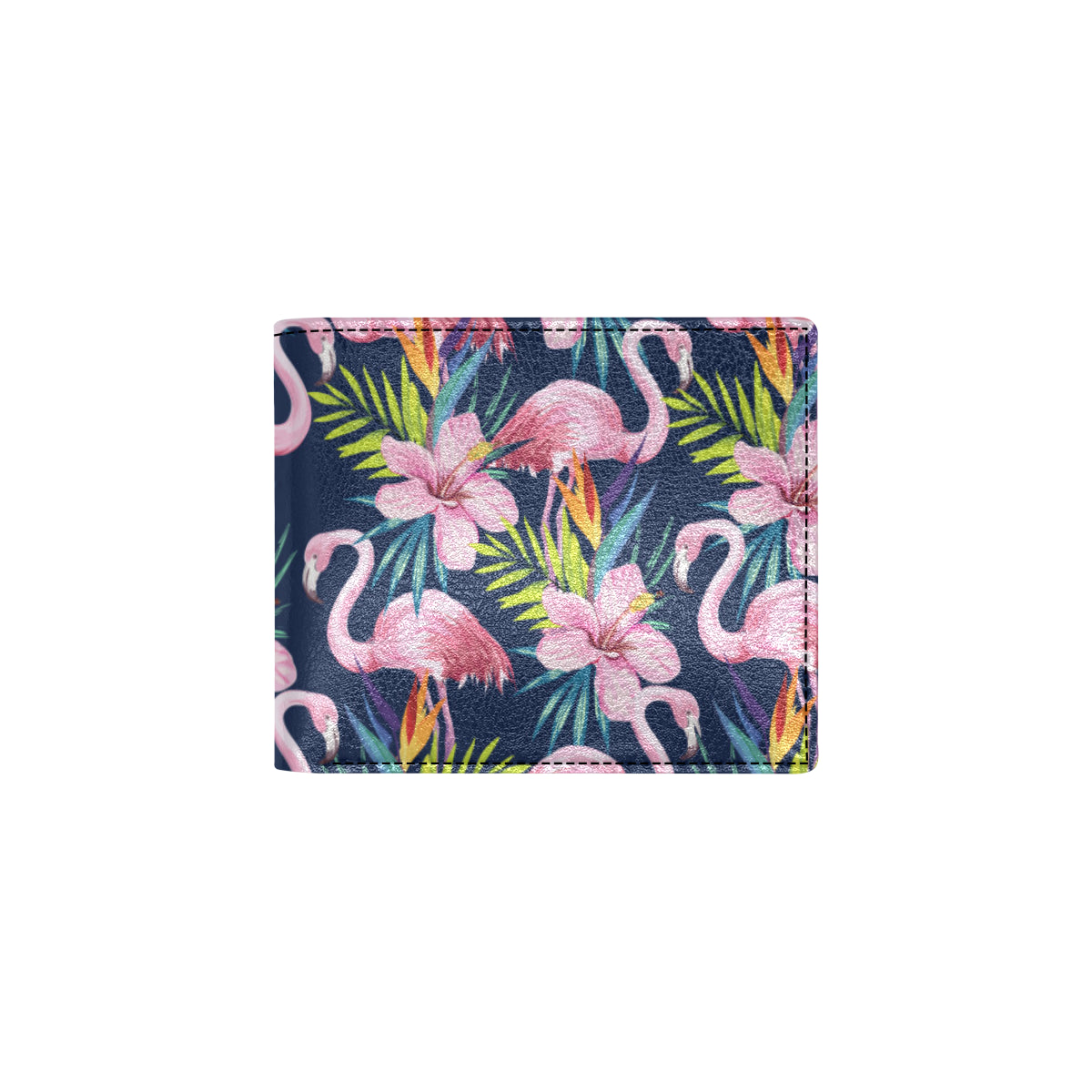 Flamingo Hibiscus Print Men's ID Card Wallet