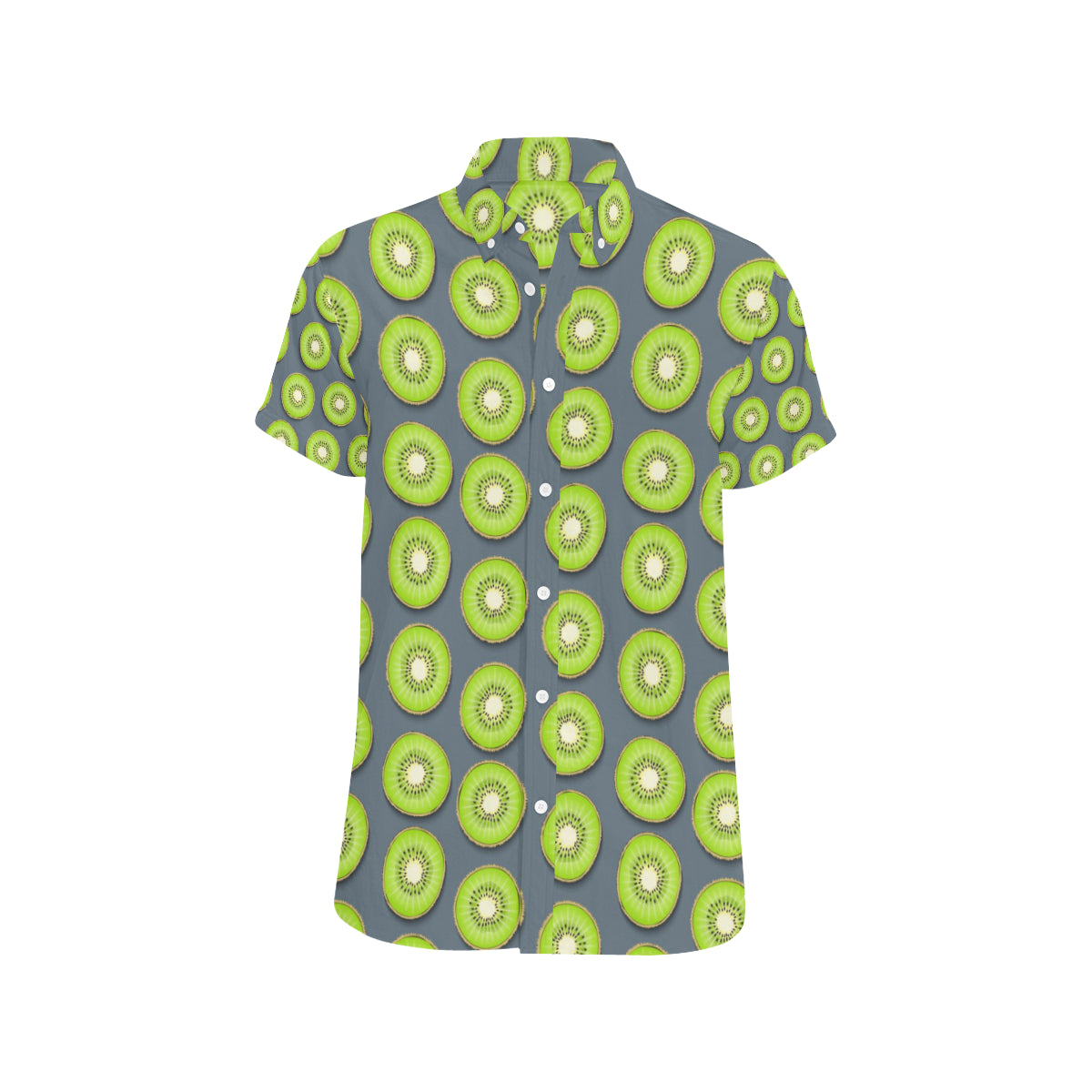 Kiwi Pattern Print Design KW06 Men's Short Sleeve Button Up Shirt