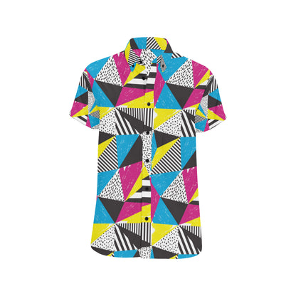 80s Pattern Print Design 2 Men's Short Sleeve Button Up Shirt