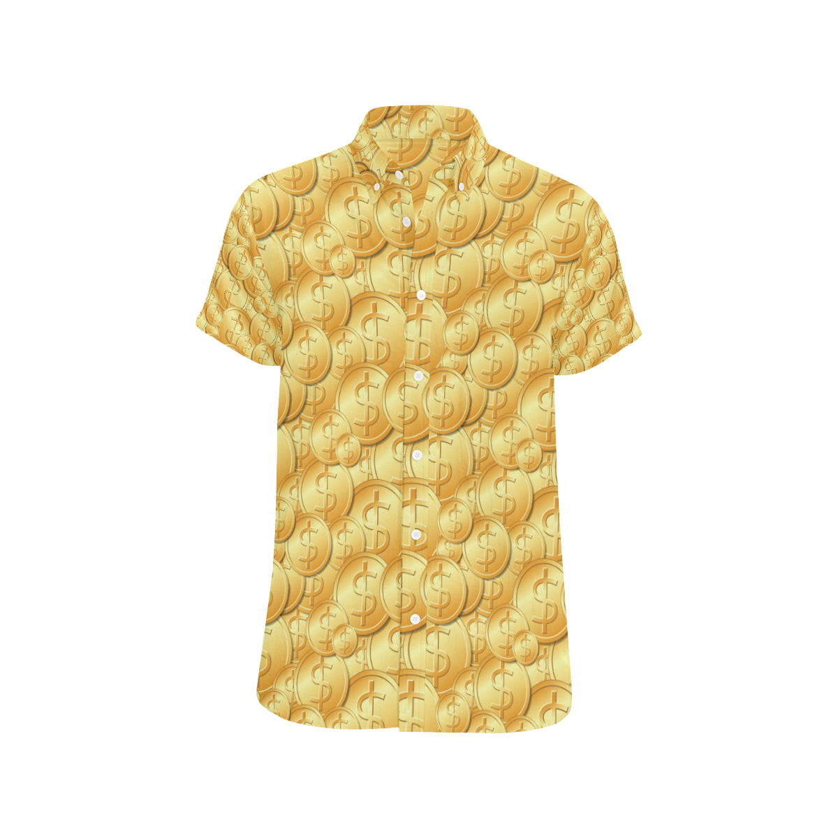 Dollar Pattern Print Design DO03 Men's Short Sleeve Button Up Shirt