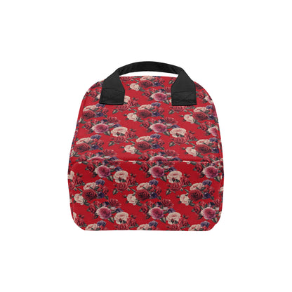 Rose Red Pattern Print Design RO07 Insulated Lunch Bag