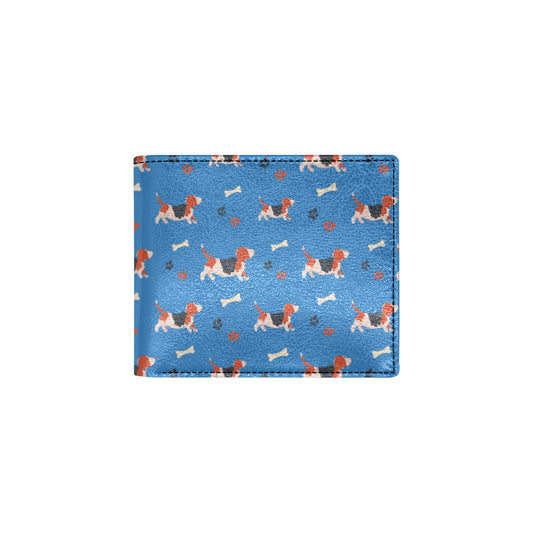 Basset Hound Pattern Print Design 02 Men's ID Card Wallet