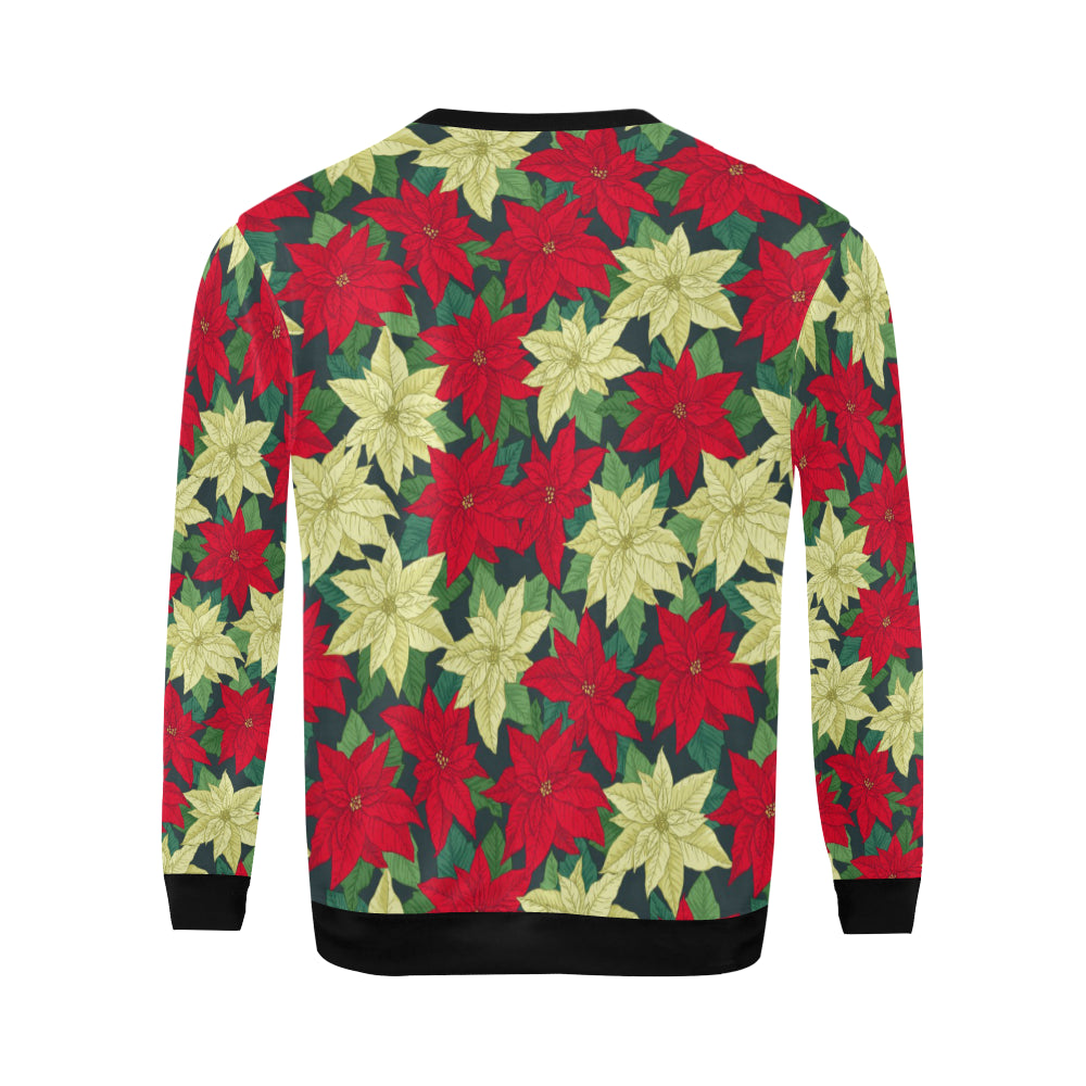 Poinsettia Pattern Print Design POT06 Men Long Sleeve Sweatshirt
