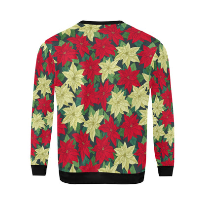 Poinsettia Pattern Print Design POT06 Men Long Sleeve Sweatshirt