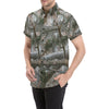 Camo Realistic Tree Forest Pattern Men's Short Sleeve Button Up Shirt