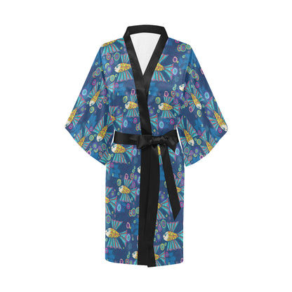 Flying Fish Pattern Print Design 01 Women's Short Kimono