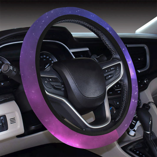 Celestial Purple Blue Galaxy Steering Wheel Cover with Elastic Edge