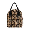 Brown Hibiscus Pattern Print Design HB06 Insulated Lunch Bag