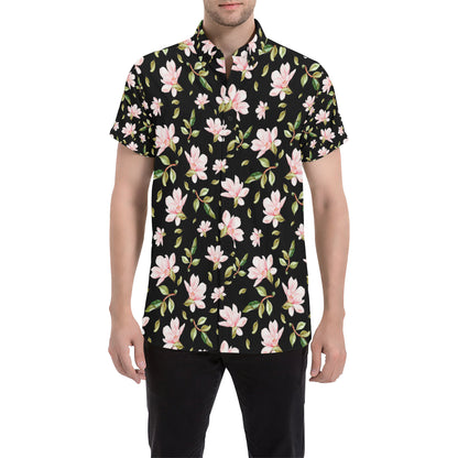 Magnolia Pattern Print Design MAG01 Men's Short Sleeve Button Up Shirt