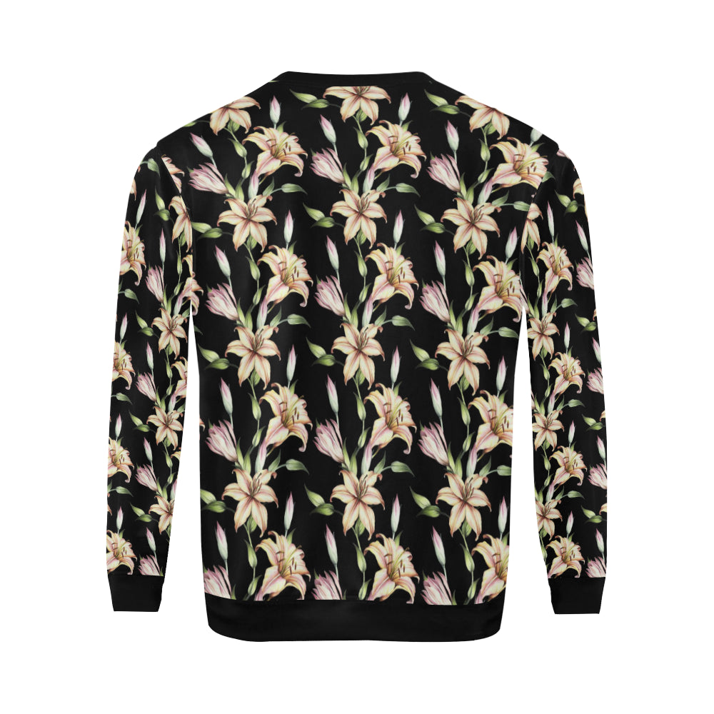 Lily Pattern Print Design LY05 Men Long Sleeve Sweatshirt