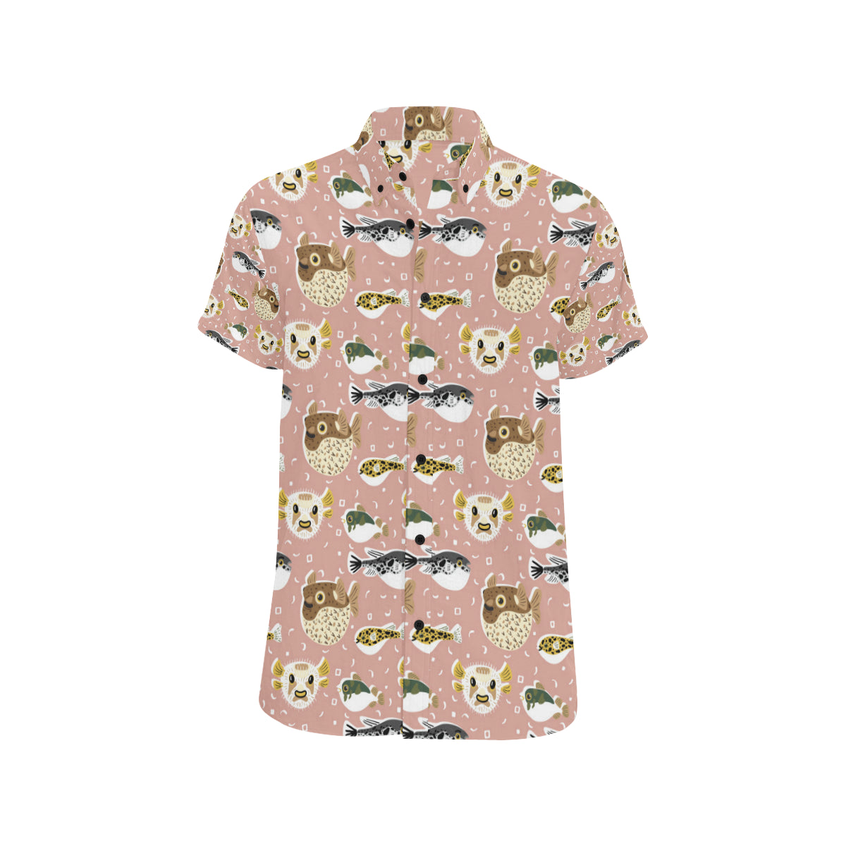Fugu Cute Pattern Print Design 01 Men's Short Sleeve Button Up Shirt