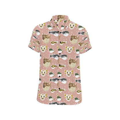 Fugu Cute Pattern Print Design 01 Men's Short Sleeve Button Up Shirt