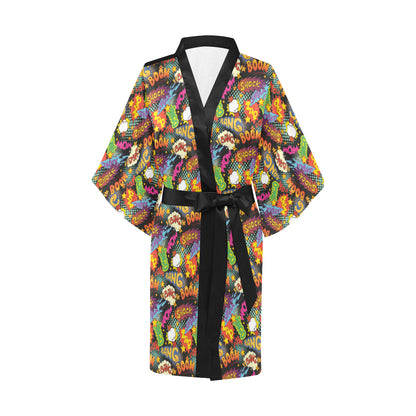 Comic Book Pattern Print Design 01 Women's Short Kimono