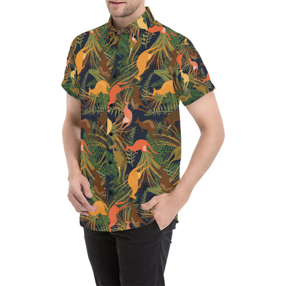 Kangaroos Pattern Print Design 07 Men's Short Sleeve Button Up Shirt